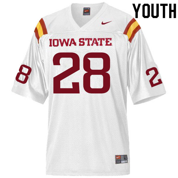 Youth #28 Breece Hall Iowa State Cyclones College Football Jerseys Sale-White